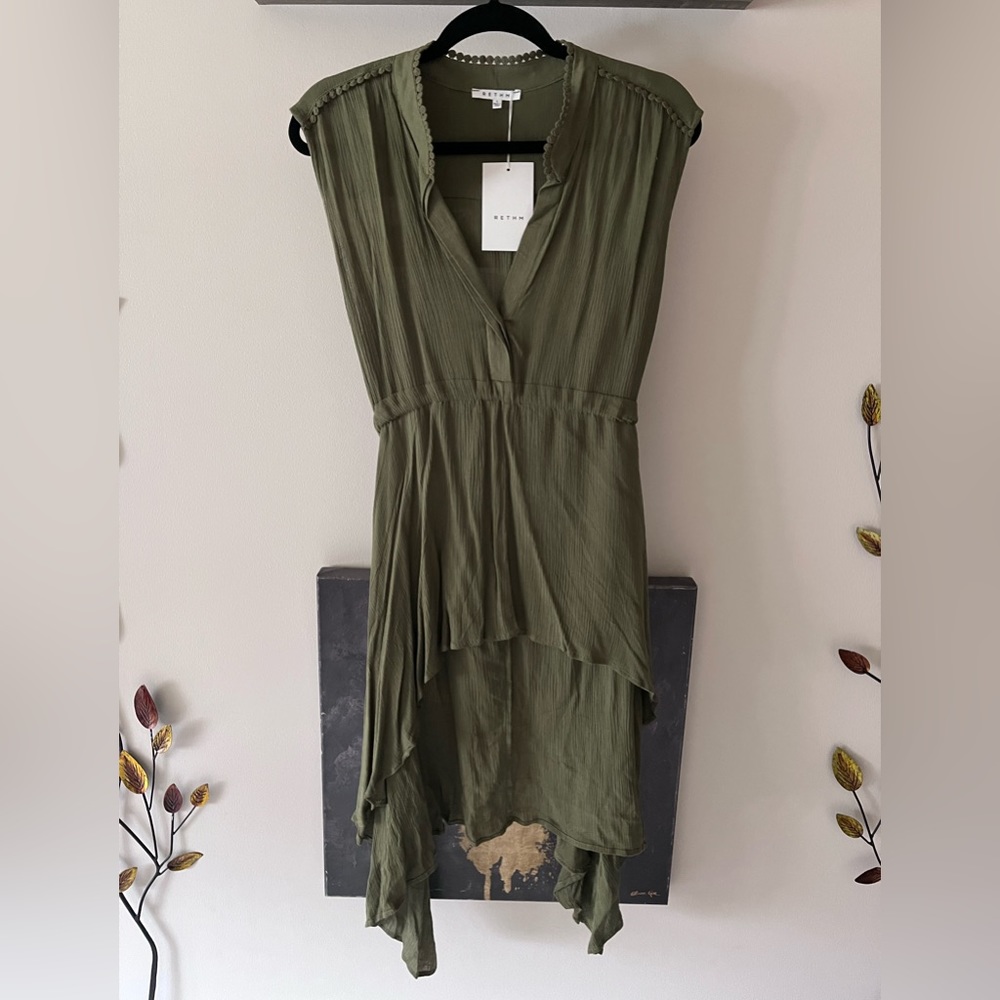 .!💙2/$40💙NWT Rethm Cap Sleeve High Low Self Tie Belted Blouse Size Large
